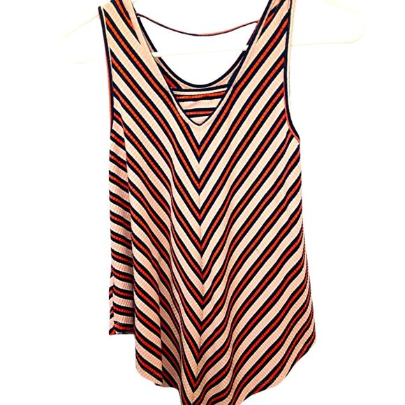 Striped V-Neck Swing Tank Top - Picture 1 of 4